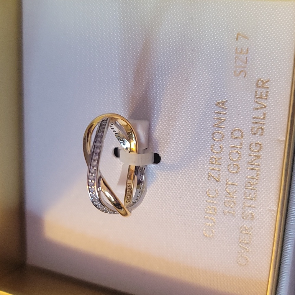 ring 18 karat gold over sterling silver size 7